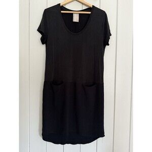 Dolan Left Coast Anthropologie Dress S Small Black Mixed Fabric Pocket S/S
